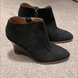 Suede black booties